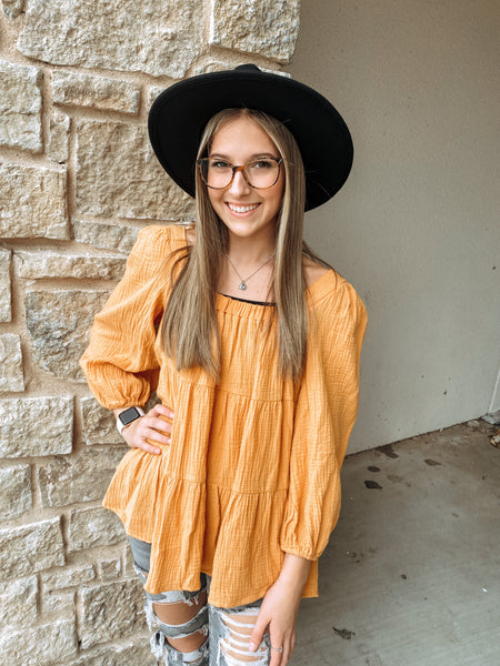 Mustard off the shoulder top (small)