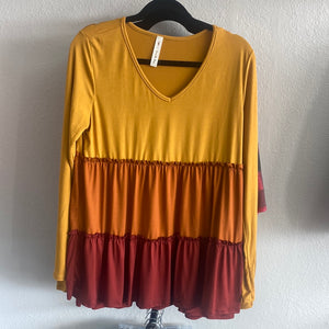 Fall color block blouse